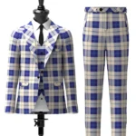 Ailsa Royal Blue Tartan Suit Front