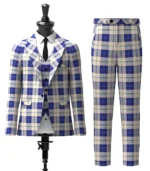 Ailsa Royal Blue Tartan Suit Front