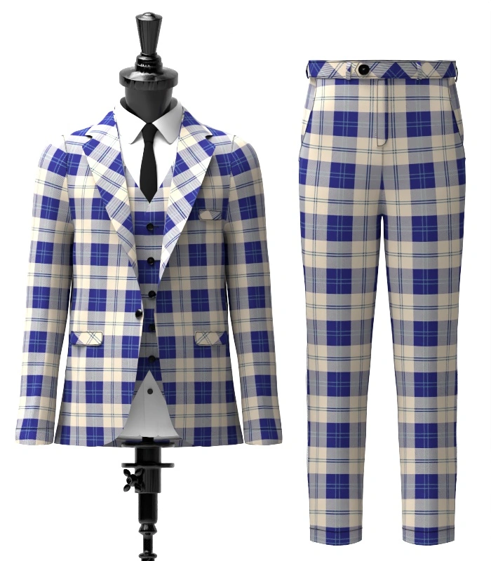 Ailsa Royal Blue Tartan Suit Front Ailsa Royal Blue Tartan Suit Front