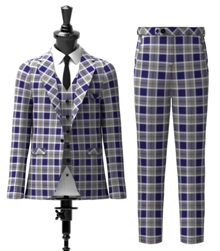 Bannockbane Silver Tartan Suit Front