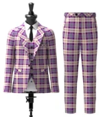 Gigha Lilac Tartan Suit Front