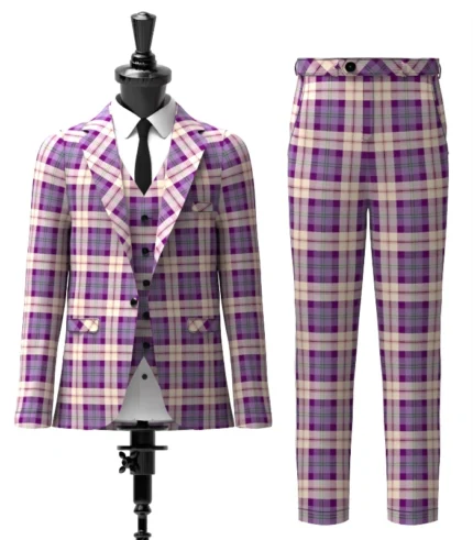 Gigha Lilac Tartan Suit Front
