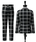 London Fog Black Tartan Suit Back