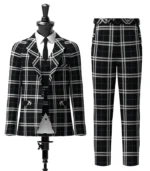 London Fog Black Tartan Suit Front