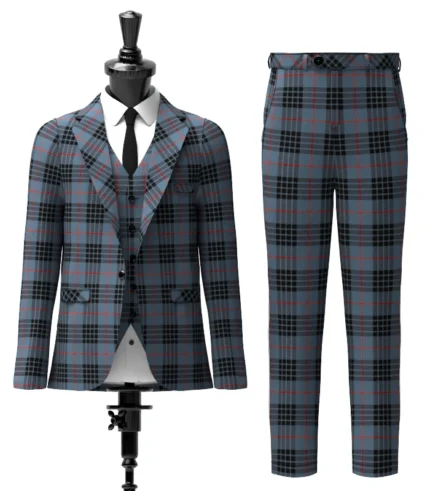 Mackay Blue Tartan Suit Front