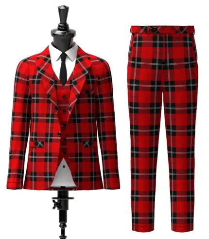 Ramsay Red Tartan Suit Front