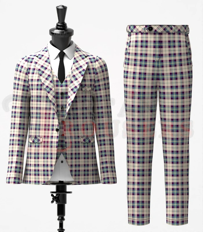 Shiel Purple Tartan Suit Front Shiel Purple Tartan Suit Front