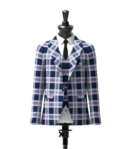 Sibbald Blue Tartan Jacket Front