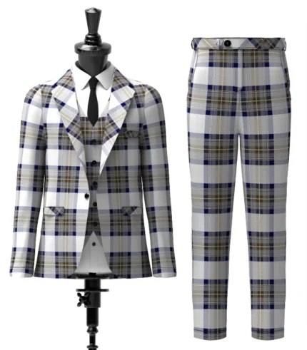 Stewart, Dress Blue Tartan Suit Front