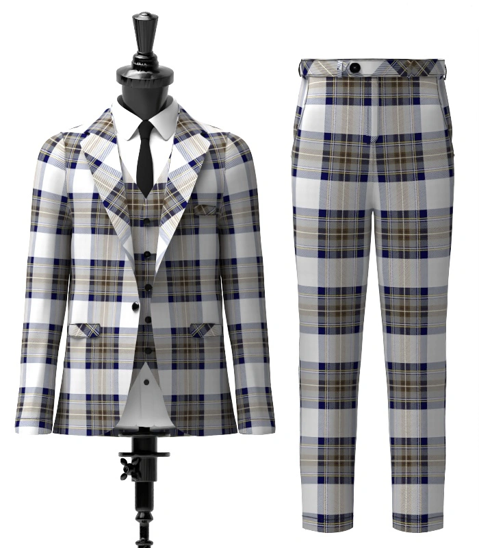 Stewart, Dress Blue Tartan Suit Front Stewart, Dress Blue Tartan Suit Front