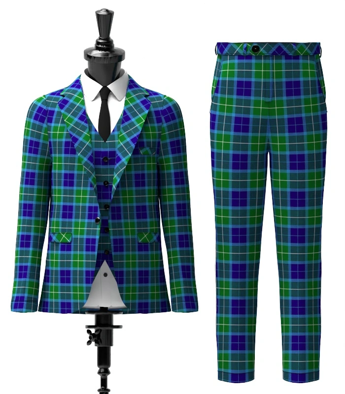 Wallace Blue Tartan Suit Front Wallace Blue Tartan Suit Front