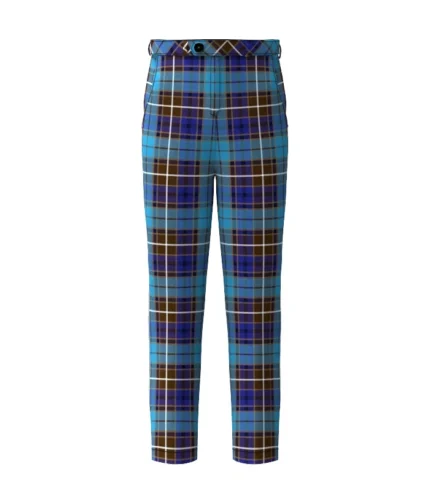 Handamde Buchanan Blue Tartan Trouser Front