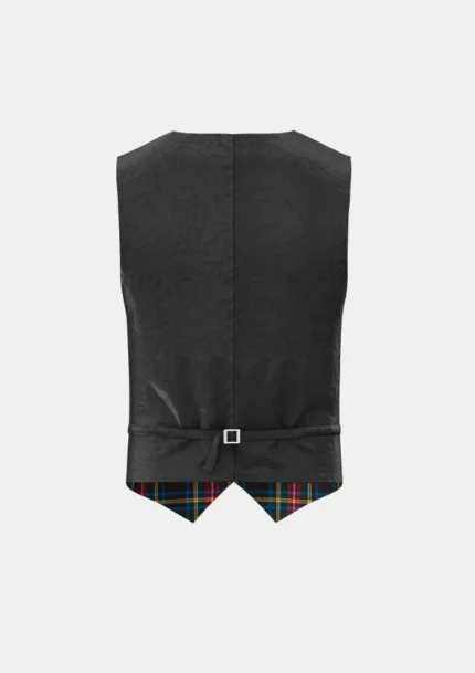 Black Stewart Tartan Waistcoat Back