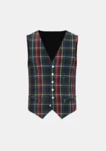 Black Stewart Tartan Waistcoat Front