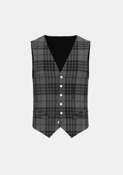 Grey Spirit Tartan Waistcoat Front