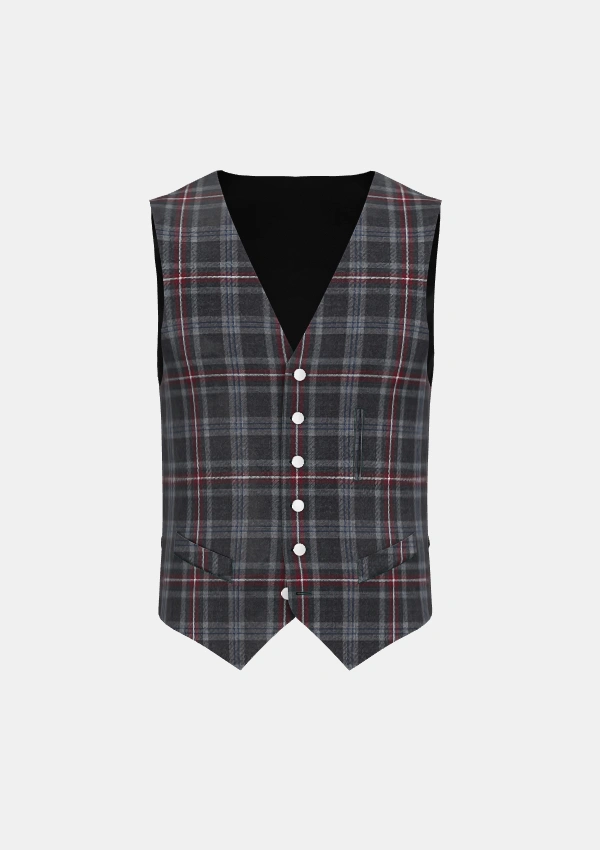 Hebridean Heather Tartan Waistcoat Front Hebridean Heather Tartan Waistcoat Front