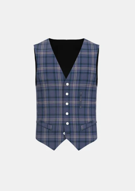 Highland Sky Tartan Waistcoat Front