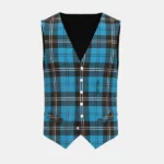 Ramsay Blue Tartan Waistcoat Front