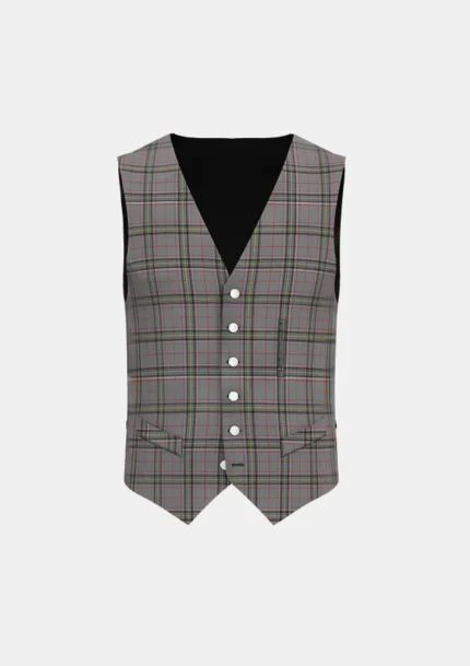 Stewart Grey Tartan Waistcoat front