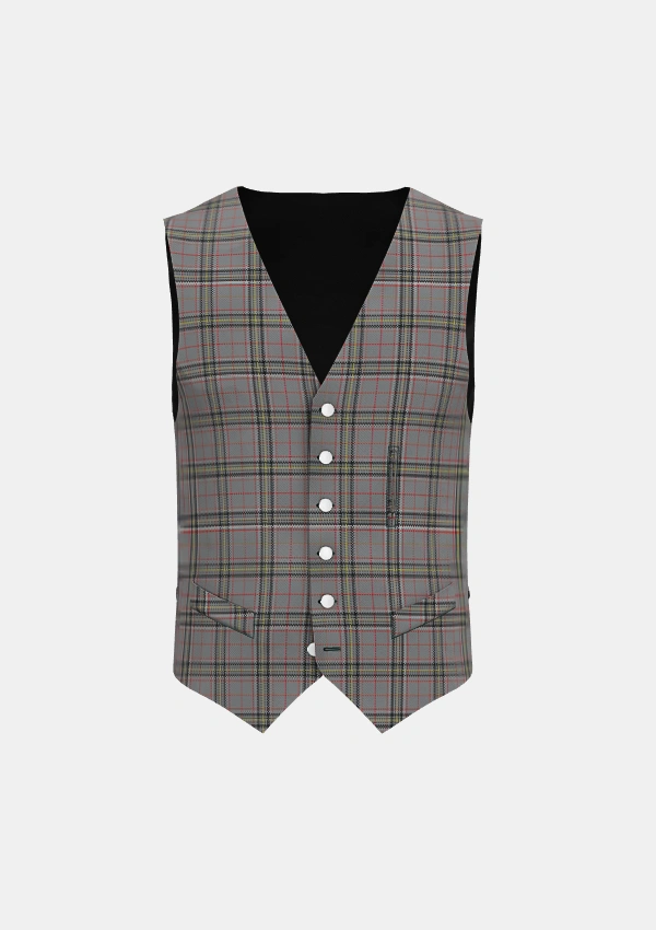 Stewart Grey Tartan Waistcoat front Stewart Grey Tartan Waistcoat front