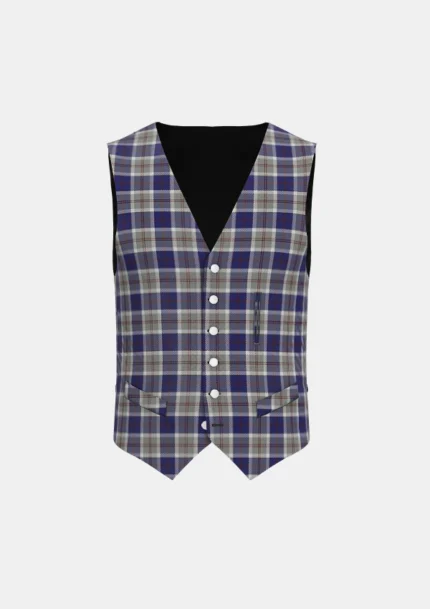 Bannockbane Silver Tartan Waistcoat Front