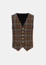Brown Heather Tartan Waistcoat Front