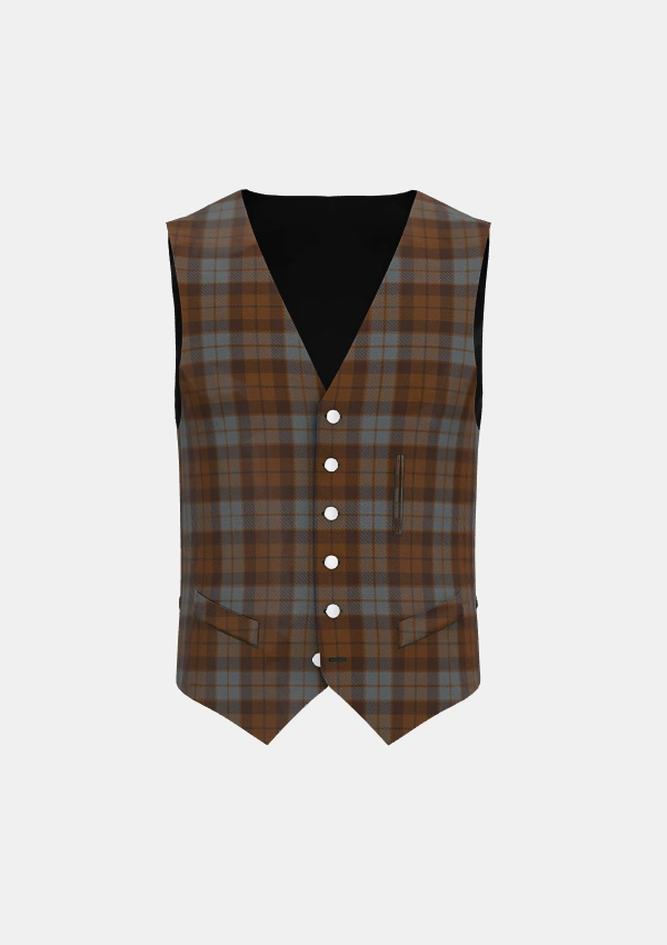 Brown Heather Tartan Waistcoat Front Brown Heather Tartan Waistcoat Front