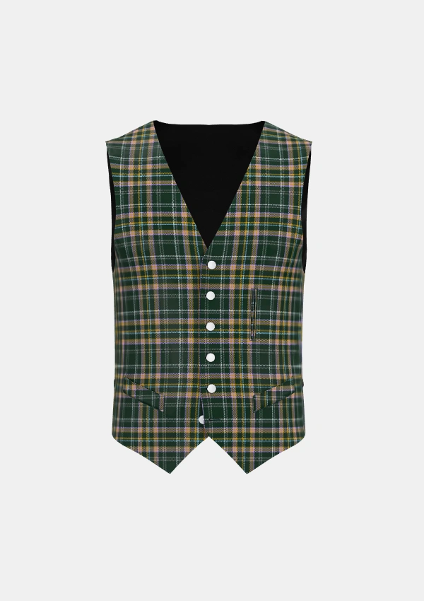 Cox Brian Denis Tartan Waistcoat Front Cox Brian Denis Tartan Waistcoat Front