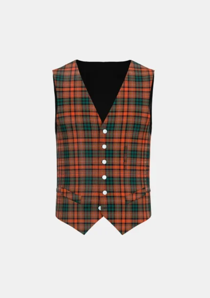 Docherty William Thomas Tartan Waistcoat Front
