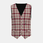 Etive Burgundy Tartan Waistcoat Front
