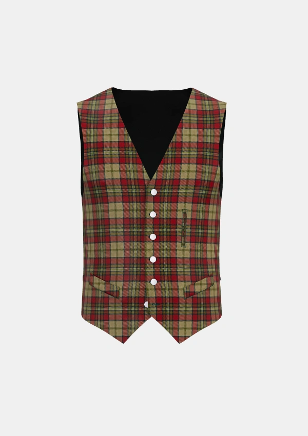 Fitzsimmons Red Tartan Waistcoat Front Fitzsimmons Red Tartan Waistcoat Front