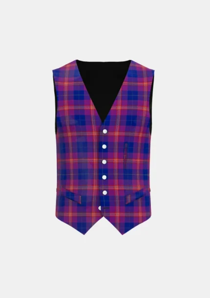 Gill Anil Tartan Waistcoat Front