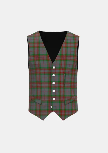 Gray Tartan Waistcoat Front