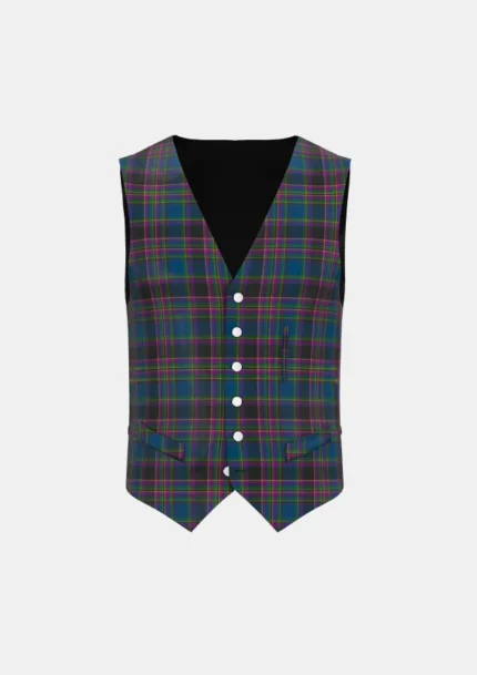 Highland Mist Tartan Waistcoat Front