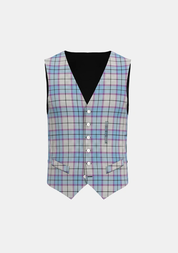 Islander Dress Tartan Waistcoat Front Islander Dress Tartan Waistcoat Front