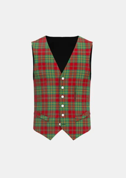 Leask Tartan Waistcoat Front