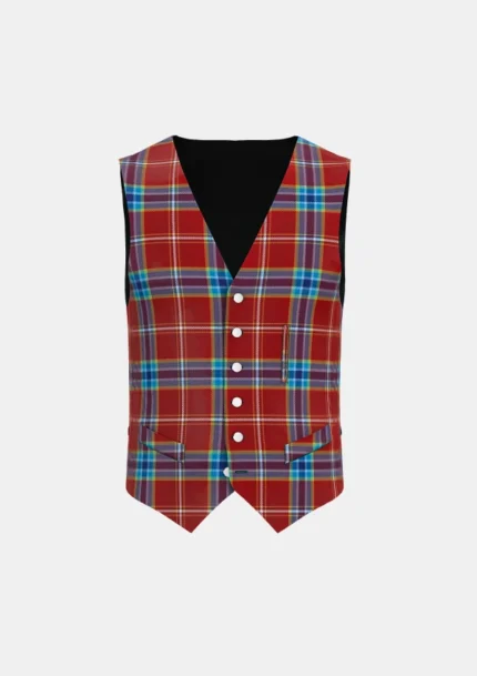 Lobster Fishery Tartan Waistcoat Front