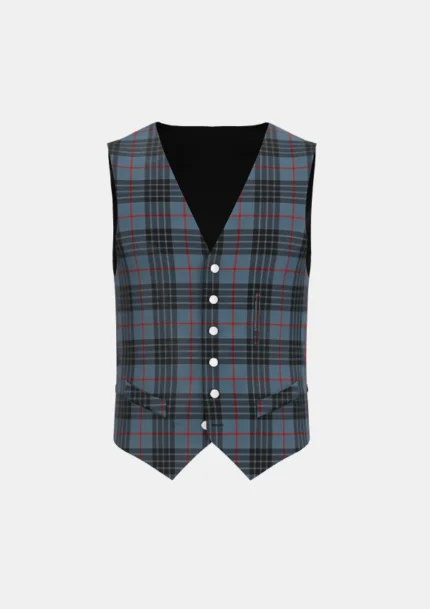 Mackay Blue Tartan Waistcoat Front