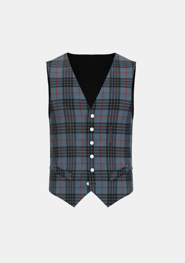 Mackay Blue Tartan Waistcoat Front Mackay Blue Tartan Waistcoat Front