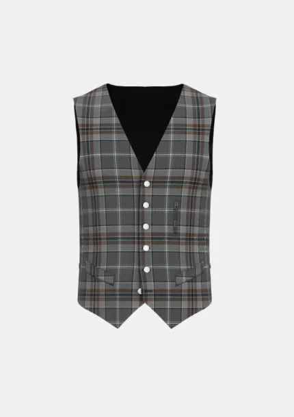 Oban Mist Tartan Waistcoat Front