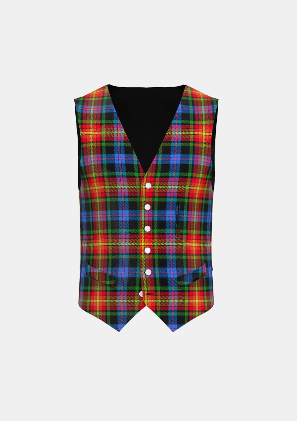 Pride of LGBT Tartan Waistcoat Front Pride of LGBT Tartan Waistcoat Front
