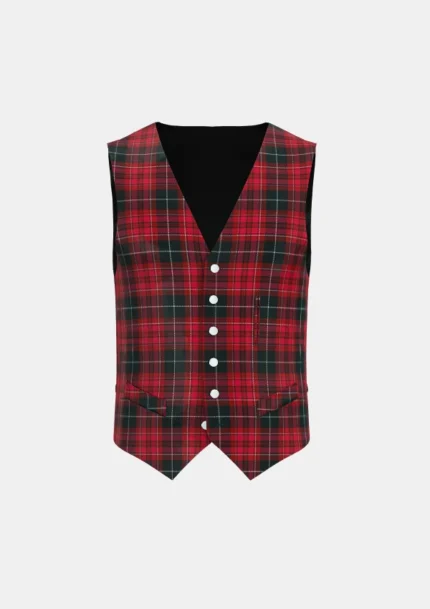 Pride of Wales Tartan Waistcoat Front