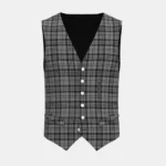 Scott Black and Grey Tartan Waistcoat Front