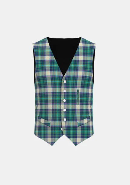 Sound Dot Tartan Waistcoat Front