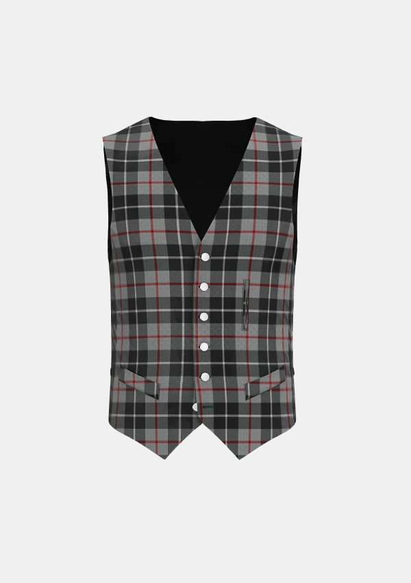 Thompson Grey Tartan Waistcoat Front Thompson Grey Tartan Waistcoat Front