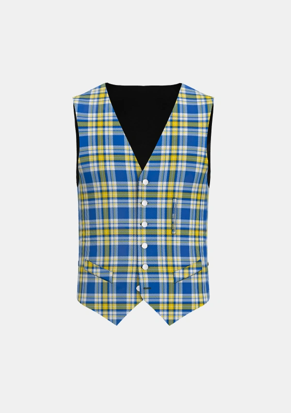 Ukraine Forever Tartan Waistcoat Front Ukraine Forever Tartan Waistcoat Front