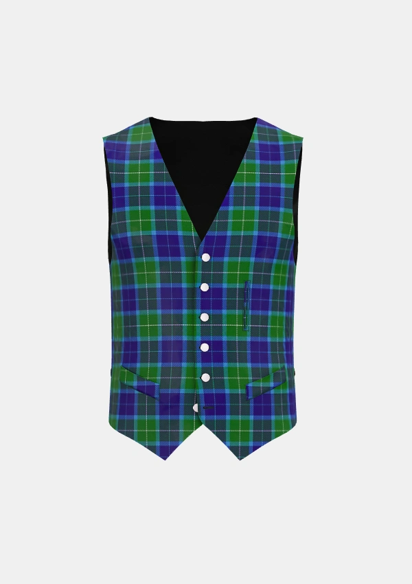 Wallace Blue Tartan Waistcoat Front Wallace Blue Tartan Waistcoat Front
