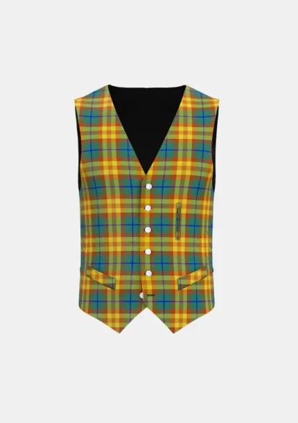 Wild Mustard Dreams Tartan Waistcoat Front