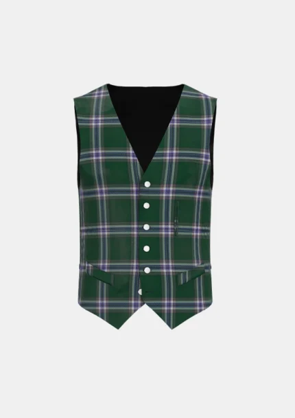 Yousaf Humza Tartan Waistcoat Front